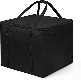 RICHIE Garden Storage Bag Furniture Seat Outdoor Cushions Covers Storage Bag with Zipper and Handles, Heavy Duty Rip Proof 420D Oxford Fabric Waterproof Bag for Cushions, Anti-UV, Black 80x80x60cm