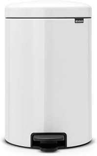Brabantia NewIcon Pedal Bin 20L (White) Soft-Closure Rubbish Bin with Removable Inner Bucket + Free Bin Bags