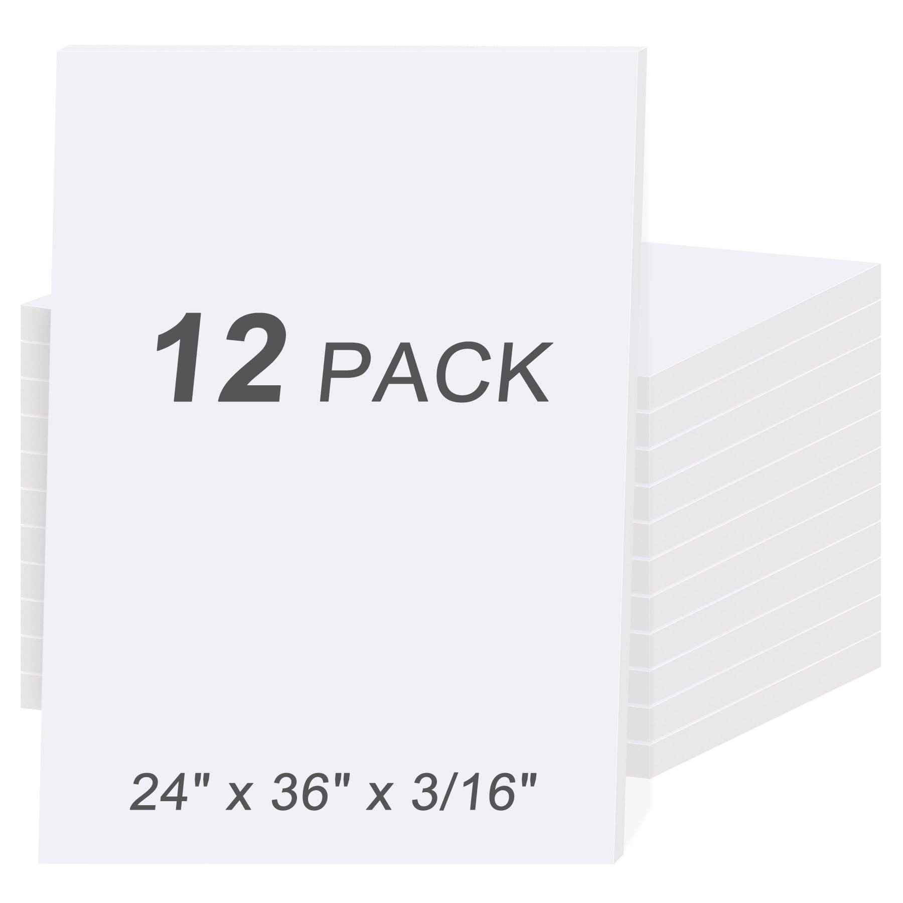MYFAMIREA 12 Pack White Foam Board 24" x 36", 3/16" (5MM) Thick Board Poster Aci