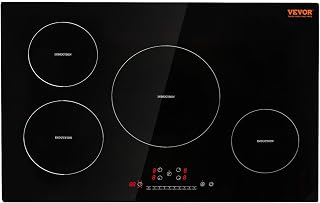 VEVOR Electric Cooktop, 4 Burners, 30'' Induction Stove Top, Built-in Magnetic Cooktop 7500W, 9 Heating Level Multifunctional Burner, LED Touch Screen w/Child Lock & Over-Temperature Protection