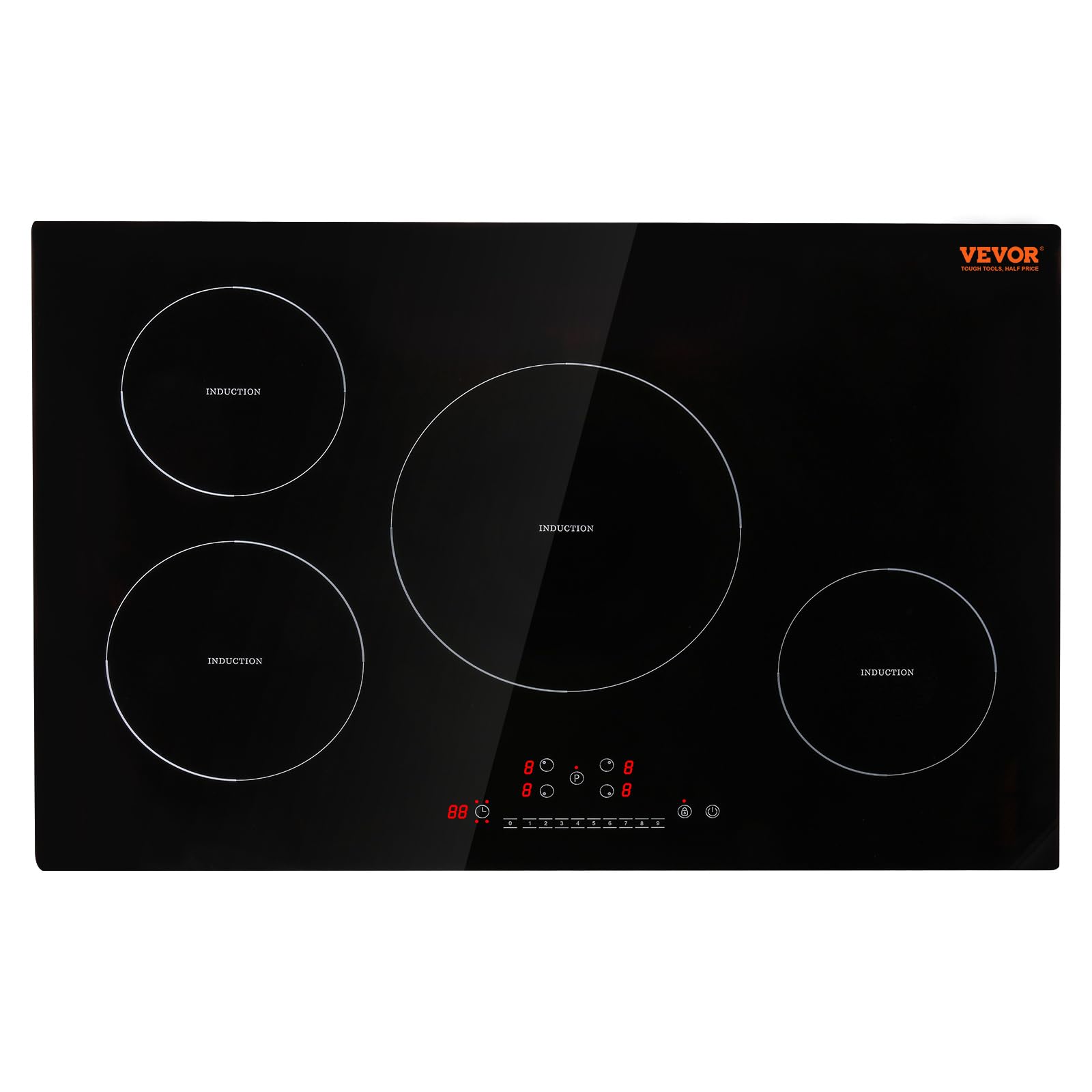 VEVOR Electric Cooktop, 4 Burners, 30'' Induction Stove Top, Built-in Magnetic C