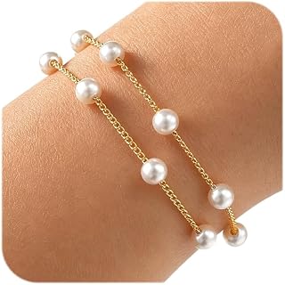 Pearl Bracelets for Women Gold Bracelet Silver Pearl Jewelry | Gold Bracelet Silver Pearl Jewelry Summer Gifts for Girls Dainty Daisy and Heart Bracelets Cute Floral Jewelry for Bridesmaid