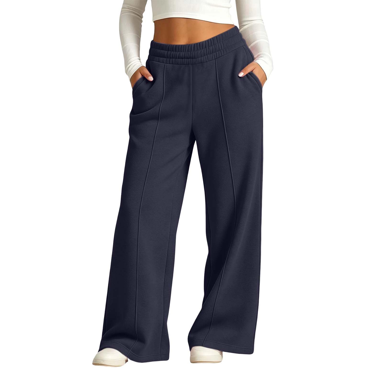 Girls Jogger Pants Pull on High Rise Sweatpants Wide Leg Open Bottom | Stretchy 