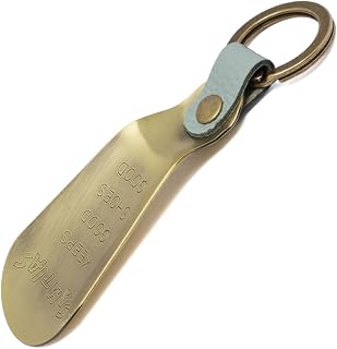 Portable Shoehorn Men's Stylish Brass Japanese-Made Shoe Horn Keyholder Leather & Ring Aqua Sky Kondo SAMTIAS Plus