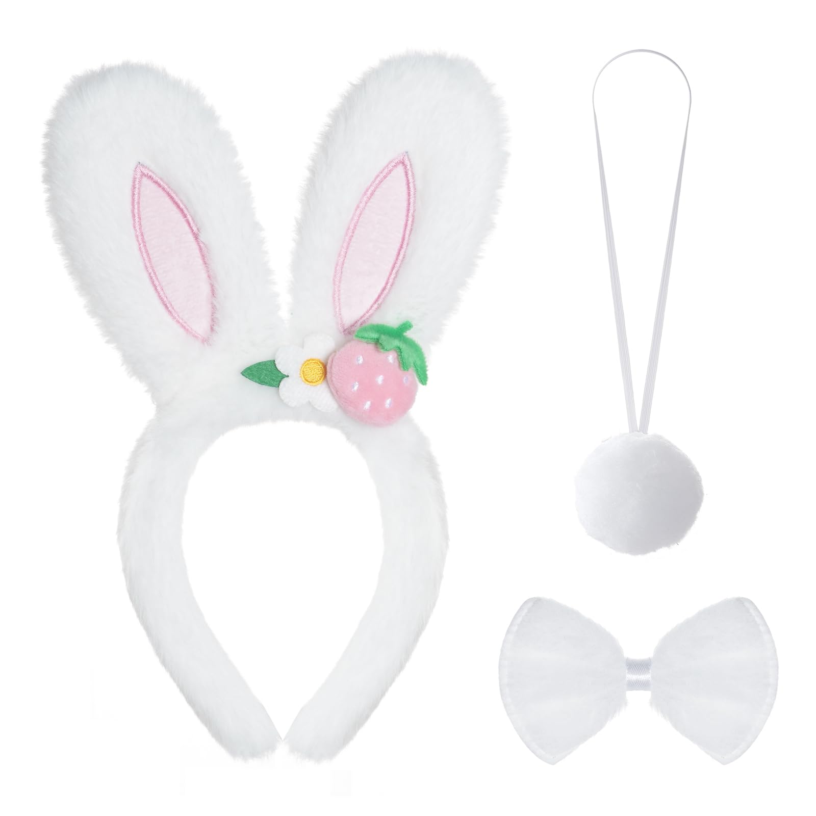 Nydotd Bunny Rabbit Costume Set, Easter Bunny Ears Headband Bow Ties Tail Set Cu