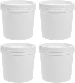 NAMOARLY 4Pcs 1L Plastic Bucket Pail Container with Screw Lid Handle | Food-Grade Plastic, Leakproof Seal, Portable Carry