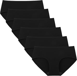 INNERSY Women's Mid Rise Tagless Plain Color Full Coverage Cotton Hipster Panties 6-Pack