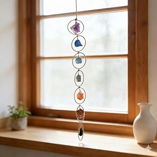 Healing Crystal Wind Chime 7 Chakra Gemstone Wall Decor Meditation Home Entrance Hallway Feng Shui Yoga Decor