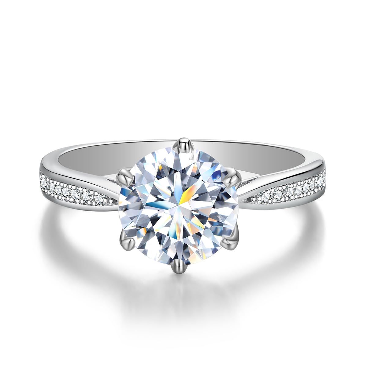 1pc 0.5ct Synthetic Moissanite Classic 6 Prong Ring for Women Engagement Wear Wo