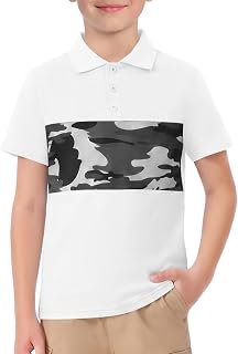 Haloumoning Polo a maniche corte per ragazzi alla moda per bambini camicia mimetica a blocchi di colore estivo casual top magliette 5-14 anni