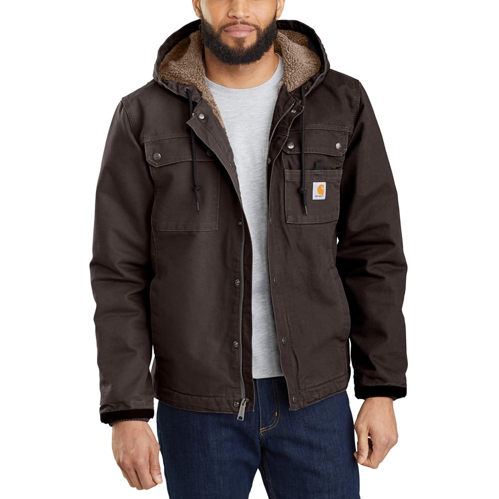 Carhartt Mens Casual Fit Sherpa Lined Washed Heavy Canvas Work Jacket
