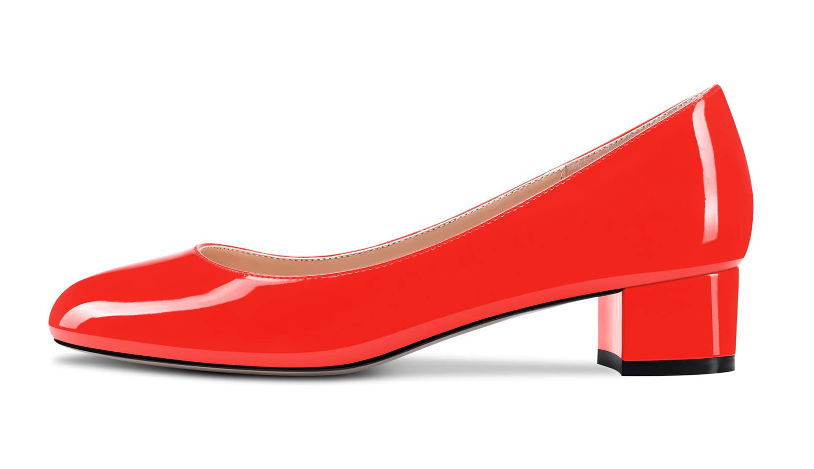 CASTAMERE Chunky Wide Low Kitten Heel Round Closed Toe Pumps Slip-on Cute Classi