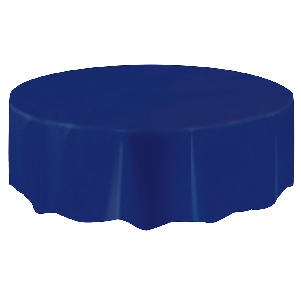 True Navy Blue Solid Round Plastic Table Cover (84") 1 Count - Elegant Design & 