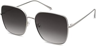 SOJOS Trendy Oversized Square Metal Frame Sunglasses for Women Men SJ1146