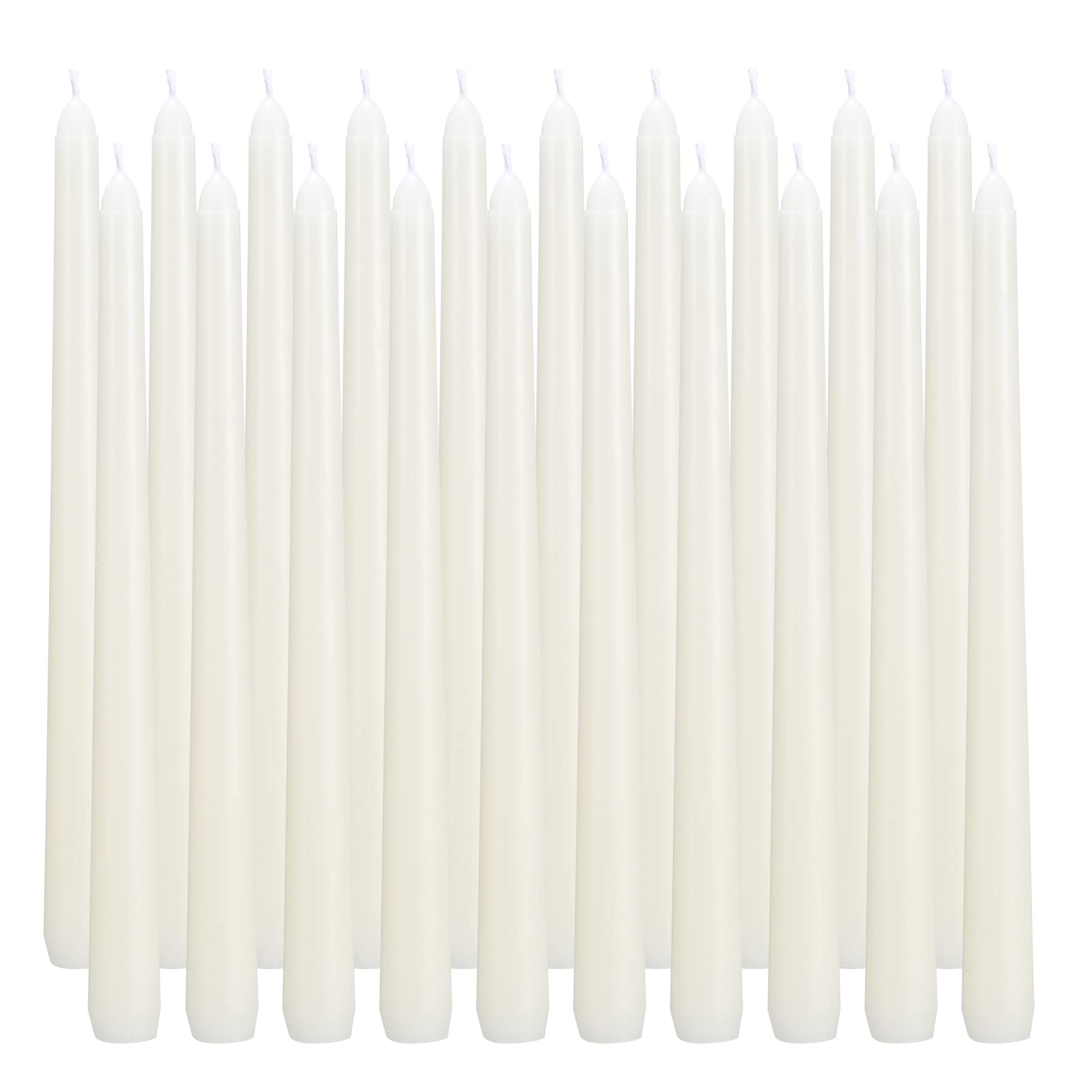 flamecan Ivory Taper Candles, Set of 20 Unscented and Smokeless 10 Inch Candles 