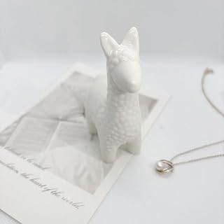 White Ceramic Sheep Figurine Nordic Minimalist Ornament Small Ceramic Statue for Living Room Tabletop Modern Home Decor Jewelry Box Gift for Women (Sheep