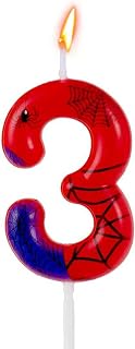 Gezan Spider Themed Birthday Candles Number Candles (Number 3)