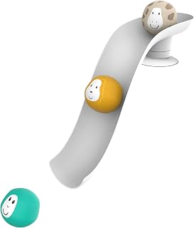 Matchstick Monkey, Bathtime Slide Set, Antimicrobial Baby Bath Toy, Easy To Grip, Sensory Learning - Slide Set (1 Slide + 3 Fun Animal Character Rocks), 12 Months Old+, White