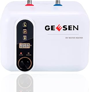 GEESEN Electric Hot Water Heater 120V Small Compact Tank Storage,Rv Tr 3.5 Gallon Trailer 1.5KW Kitchen Instant Under Sink Counter Cupboard, RV 1 PCs 16” Long 1/2”FIP Stainless Steel Water Hose
