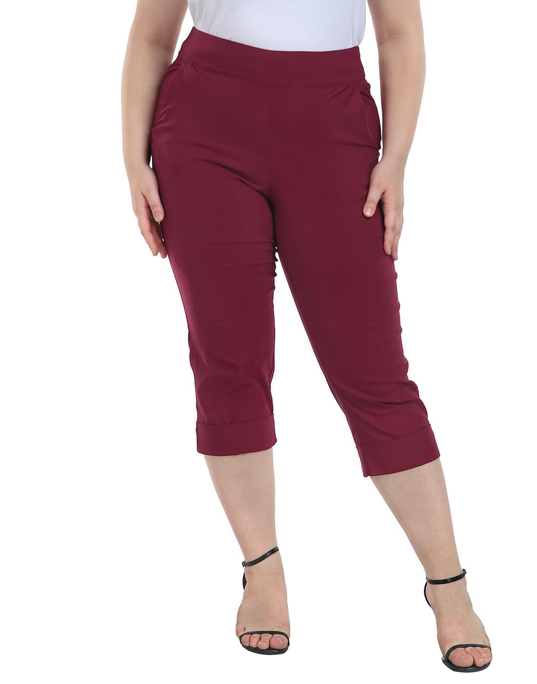 HDE Women's Plus Size Pull-On Capris