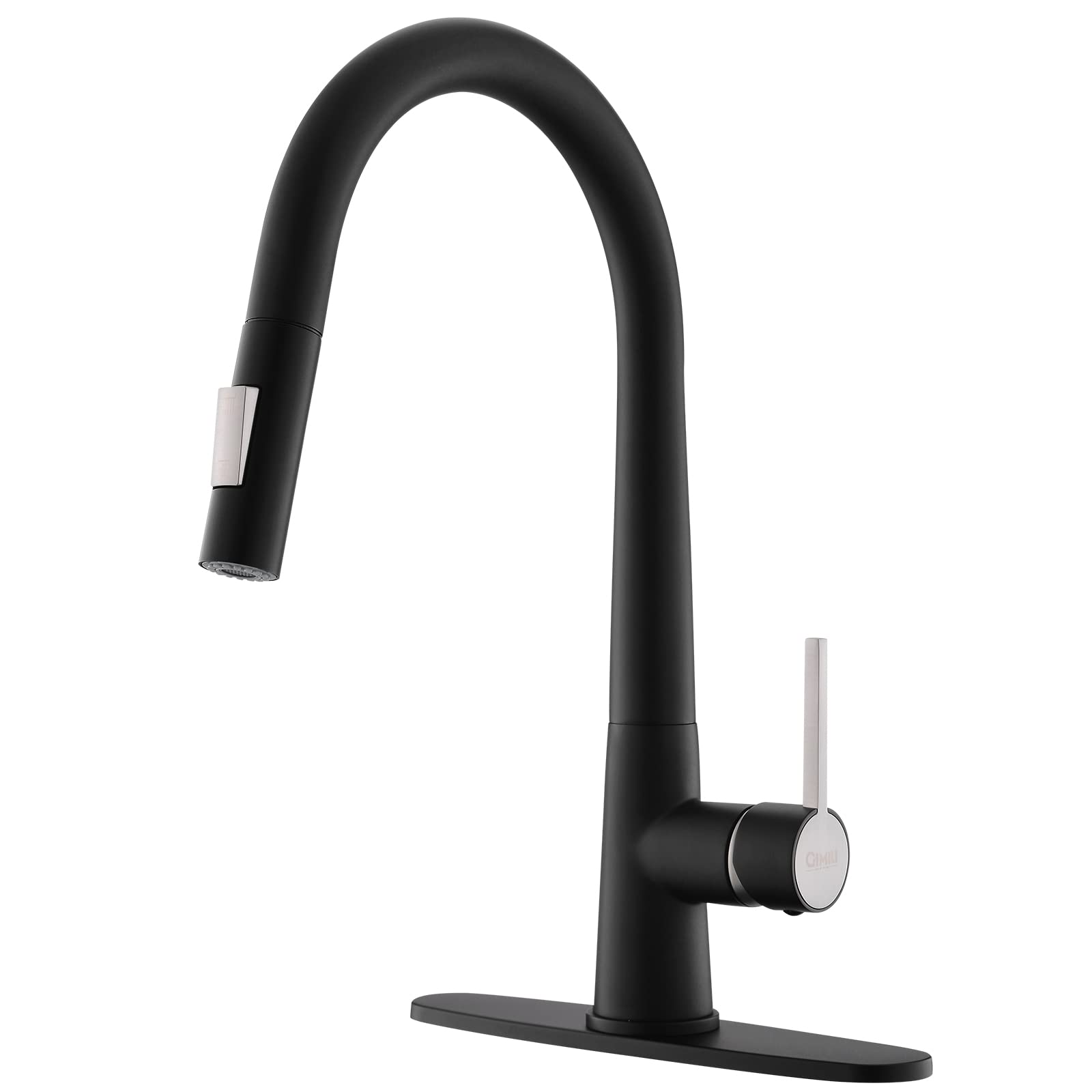 GIMILI Single Handle Pull Out Kitchen Faucet,Matte Black Kitchen Sink Faucet wit