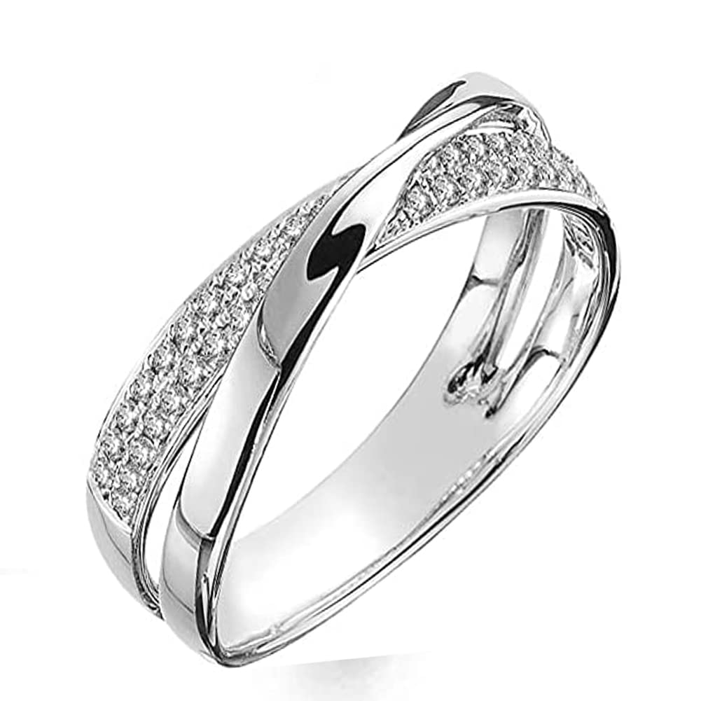 Rockyu Brand Women's Ring, Elegant Silver, Zirconia X, Women's Jewelry, Fashion 