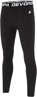 DEVOROPA Boys Leggings Quick Dry Youth Compression Pants Sports Tights Basketball Base Layer