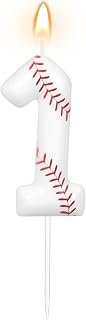 AKURIEEY White Baseball Birthday Number 1 Candles Sports Theme Party Decorations Cake Topper Cupcake Decor for Anniversary Celebrations Supplies Favors