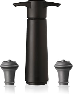Vacu Vin Original Wine Pump - 2 Vacuum Wine Stoppers - Wine Saver - Black | 2 BPA-free wine bottle stoppers, wine vacuum pump, airtight seal, reusable, up to 10 days freshness, no batteries
