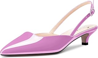 Castamere Women's Low Kitten Heel Pointed Toe Sandals Slip-on Slingback Pumps for Wedding Party Dress 3.5 CM Heels