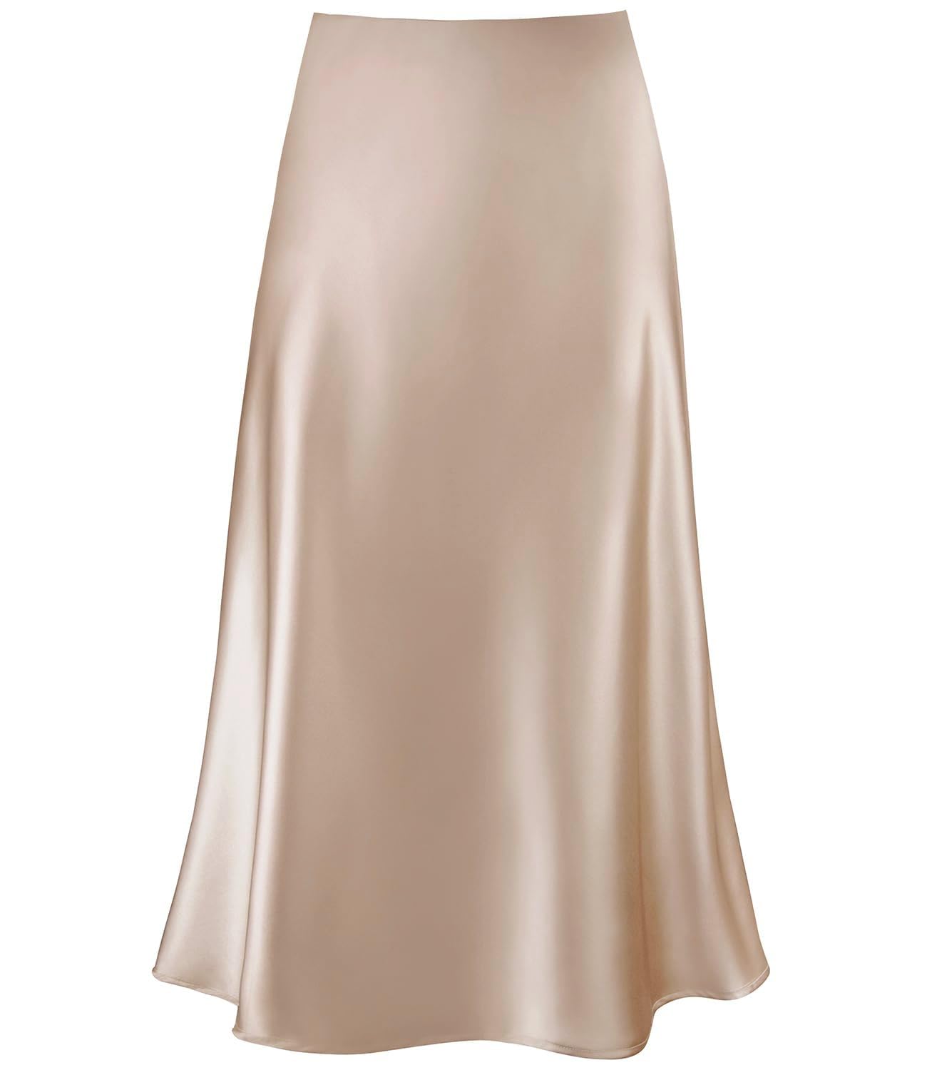 Women's Satin Midi Skirt A Line Silk Long Skirt