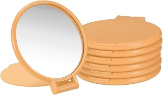 uxcell 6 Pcs Round Compact Mirror Bulk, Mini Pocket Folding Makeup Mirrors Small Portable Makeup Stuffs for Purse, Women Girls Travel Daily Use Party Gifts, Orange Red