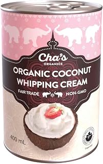 Cha’s Organics Organic Coconut Whipping Cream, Whipped Cream, Unsweetened, Gluten Free, Non-GMO, Vegan, 400mL