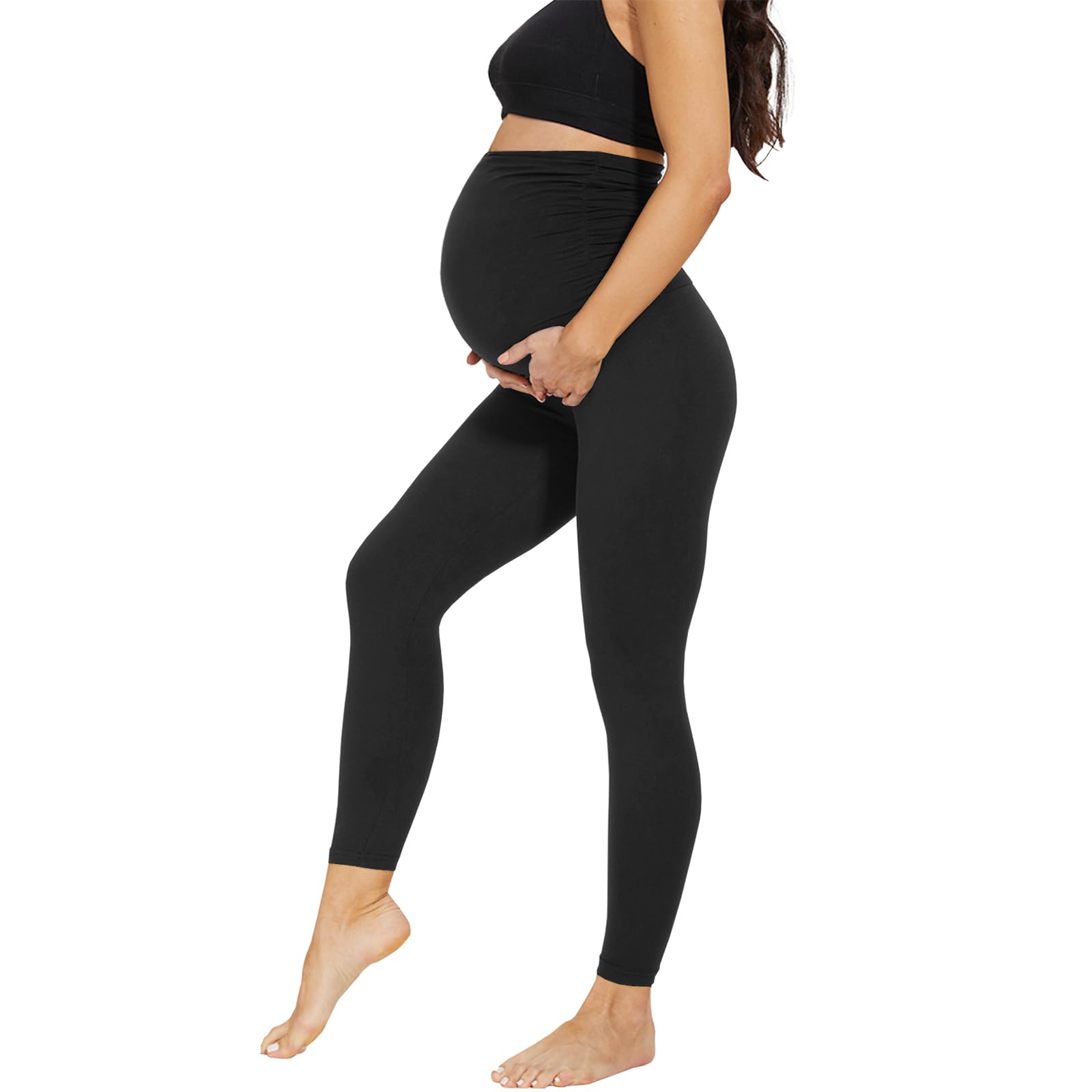 AMIYOYO Maternity Leggings Over Bump High Waisted Stretchy Belly Support Pregnan