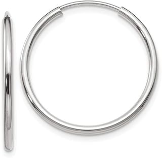 14K White Gold Continuous Endless Hoop Earrings, (1.5mm Tube)