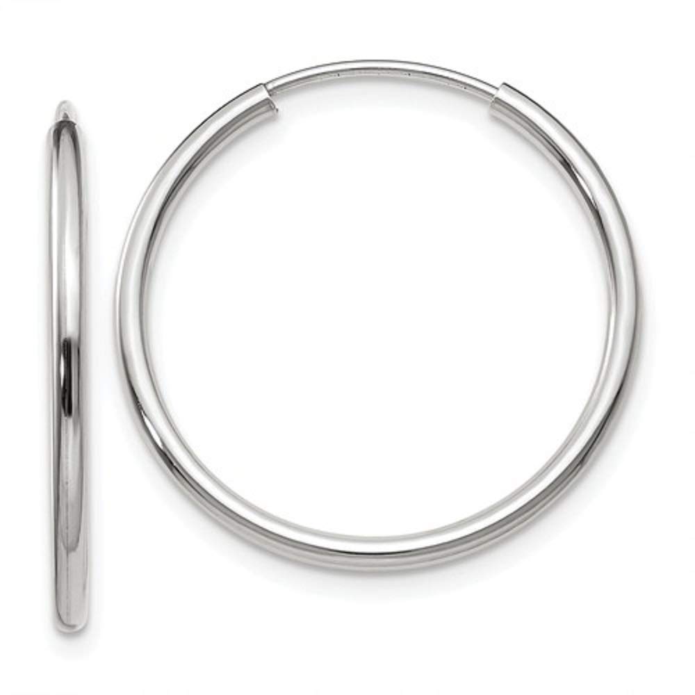 14K White Gold Continuous Endless Hoop Earrings, (1.5mm Tube)