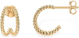 PAVOI 14K Gold Plated Sterling Silver Split Hoop Huggie Earrings in Rose Gold, White Gold and Yellow Gold