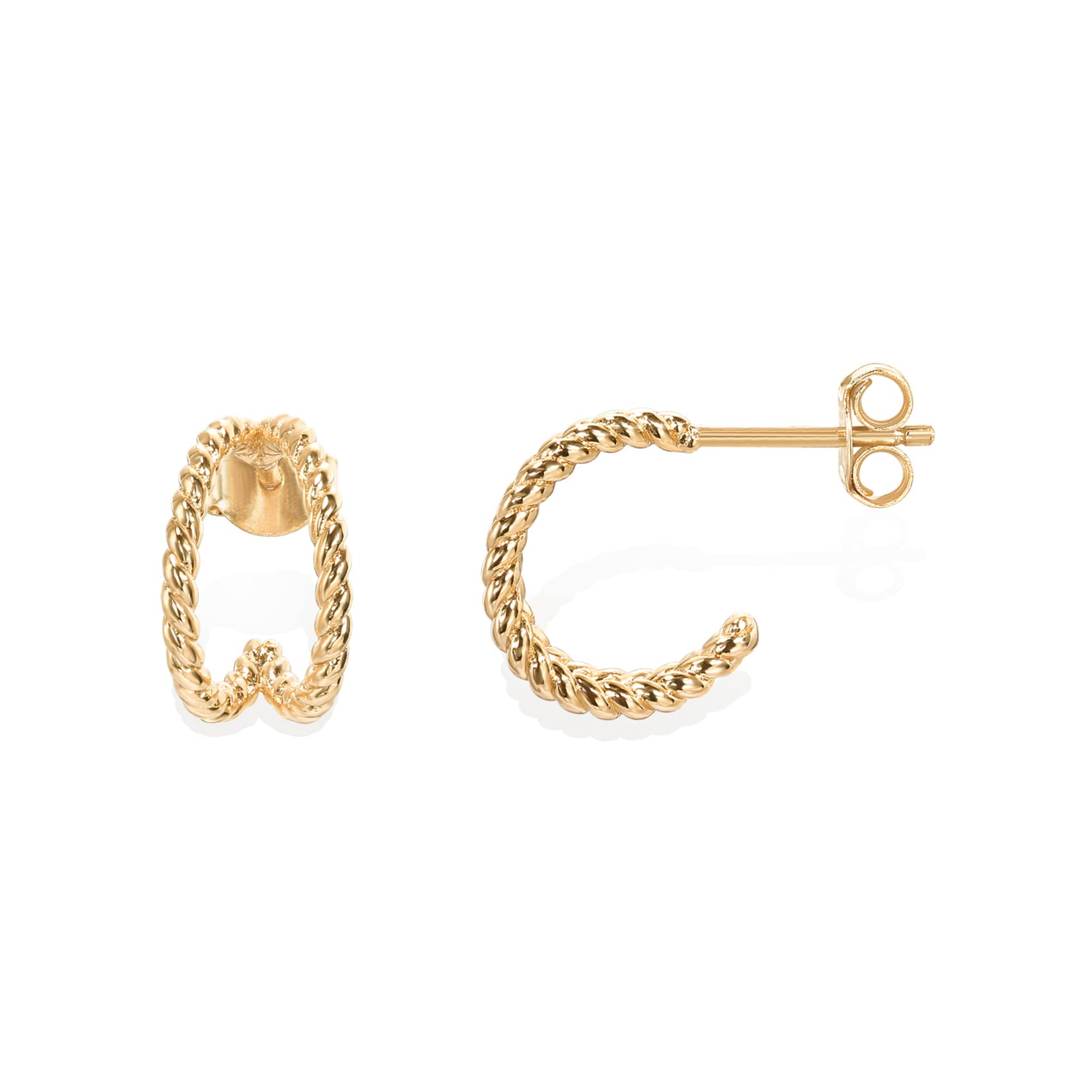 PAVOI 14K Gold Plated Sterling Silver Split Hoop Huggie Earrings in Rose Gold, W