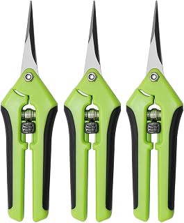 Anxingo 3 Pack Trimming Scissors Pruning Shears Gardening Hand Pruning Snips Small Pruning Scissors Stainless Steel Scissors with Spring-Loaded Comfortable Grip for Plant (Green)
