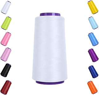 Polyester Serger Thread, Low Stretchy,2500Yards Per Spool, for Overlock Machines, Durable Serger Thread for Sewing Knits, Apparel and Home DIY Projects (White)