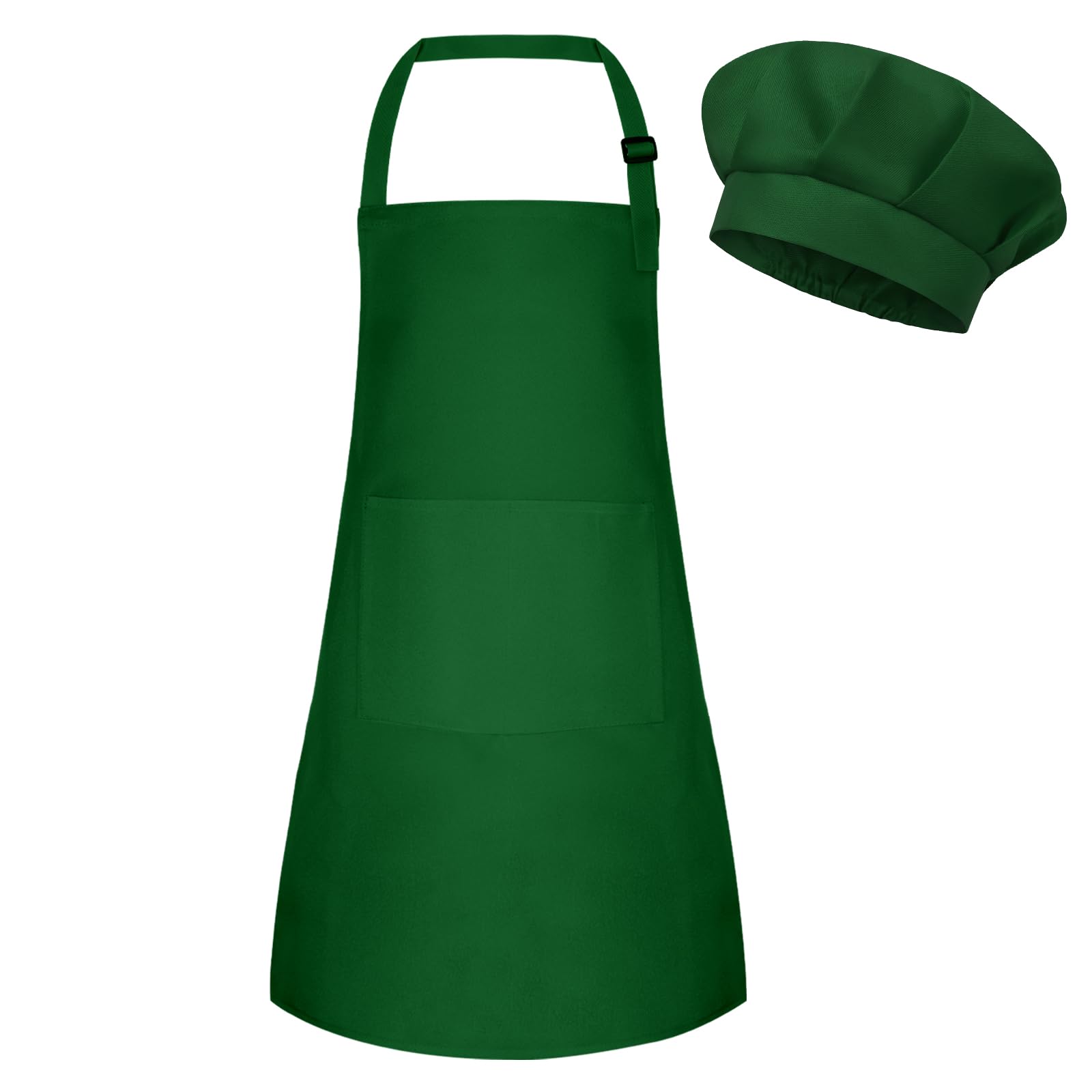 Kids Apron and Chef Hat Set Adjustable Child Art Aprons with 2 Pockets Toddler C
