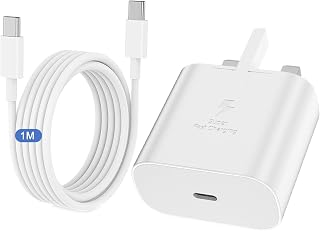 For Samsung Fast Charger USB C, Type C Charging Plug and Phone Cable 1M USBC to C Lead UK Charge for Samsung Galaxy S26 S25 S24 S23 S22 S21 S20 A33 A34 A35 A36 A53 A54 A55 A56 A17 A16 A25 A26 A23 A24