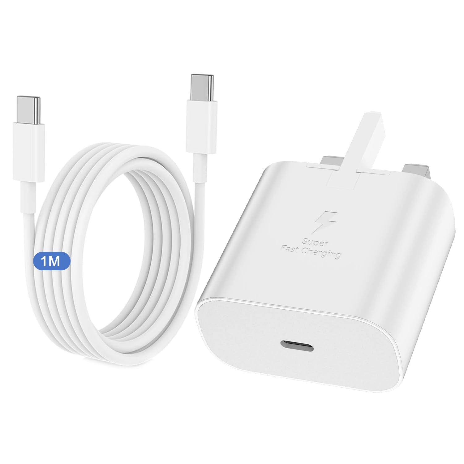 For Samsung Fast Charger USB C, Type C Charging Plug and Phone Cable 1M USBC to 