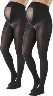 CALZITALY 2 Pairs Semi Opaque Maternity Tights, Pregnancy Tights, 40 Den (UK, Alpha, M, Regular, Regular, X2 Black)