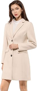 Allegra K Women's Single Breasted Peacoat Work A-line Winter Overcoat