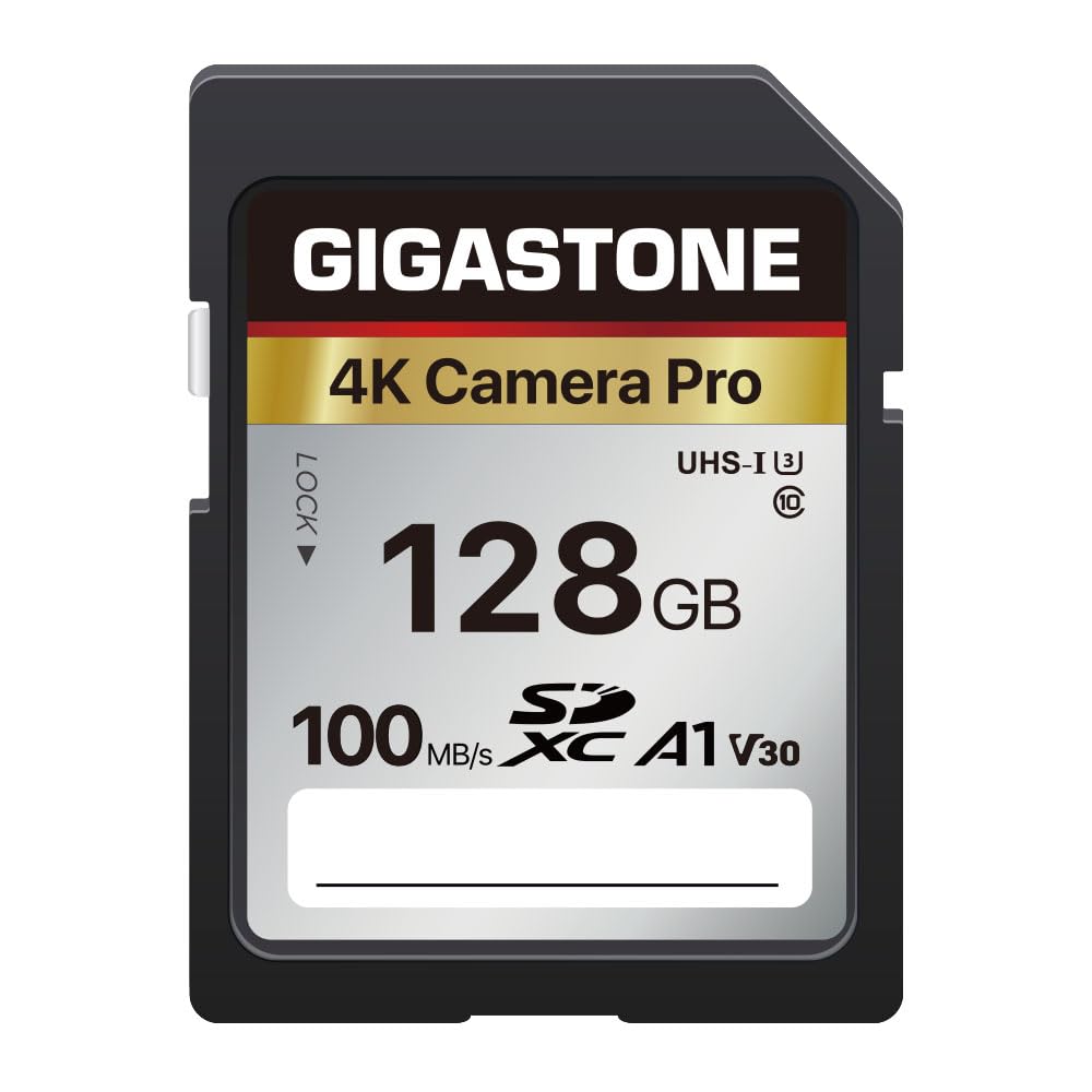 【5-Years Data Recovery】GIGASTONE 128GB SD Card 4K Camera Pro, 150MB/s Read