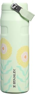 STANLEY IceFlow Flip Straw 2.0 Bottle, 24 oz, Honeydew Garden | Easy Carry Handle | Twist On Lid and Flip Up Straw | Lightweight Water Bottle | Insulated Stainless Steel | BPA-Free