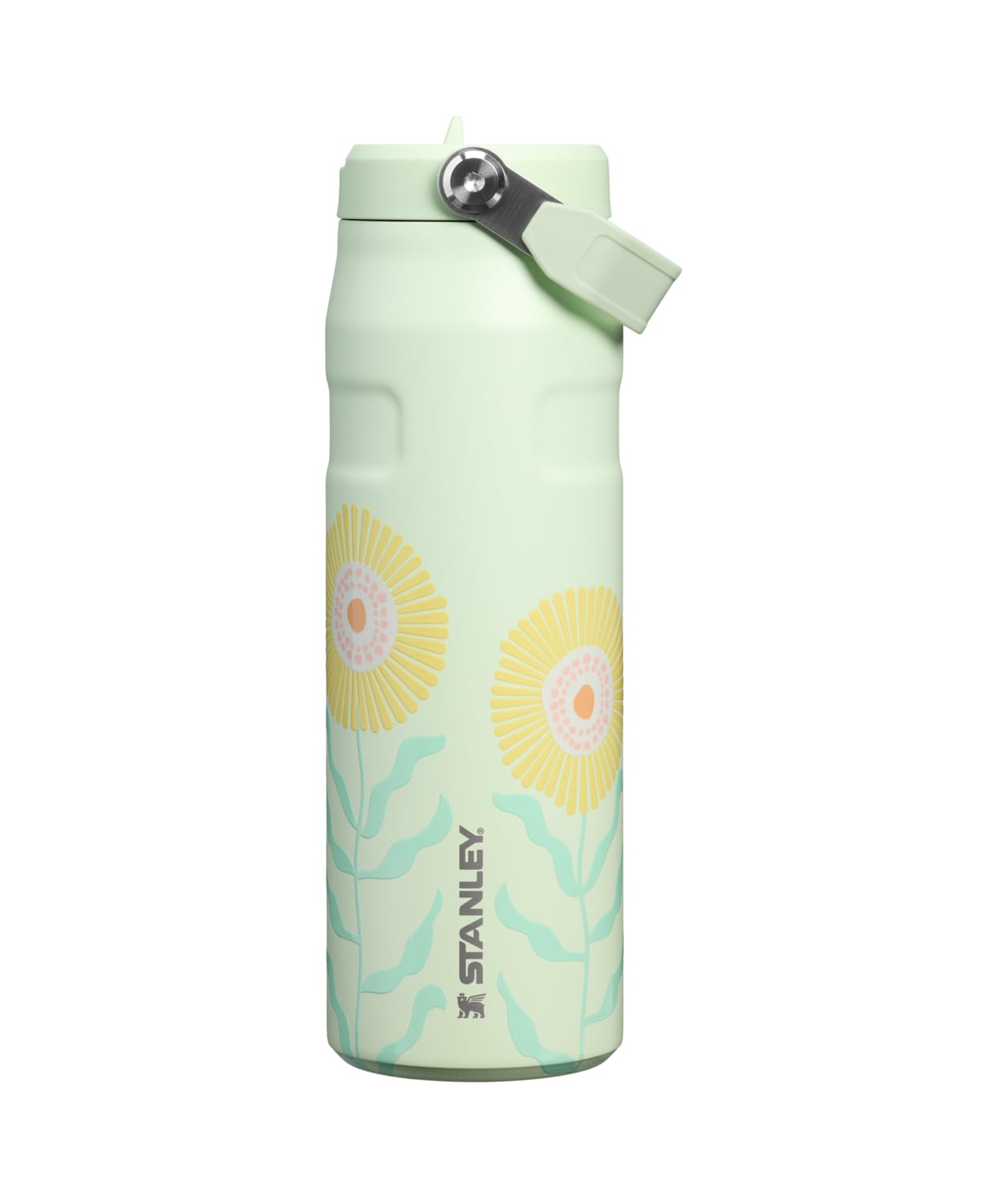 STANLEY IceFlow Flip Straw 2.0 Bottle, 24 oz, Honeydew Garden | Easy Carry Handl