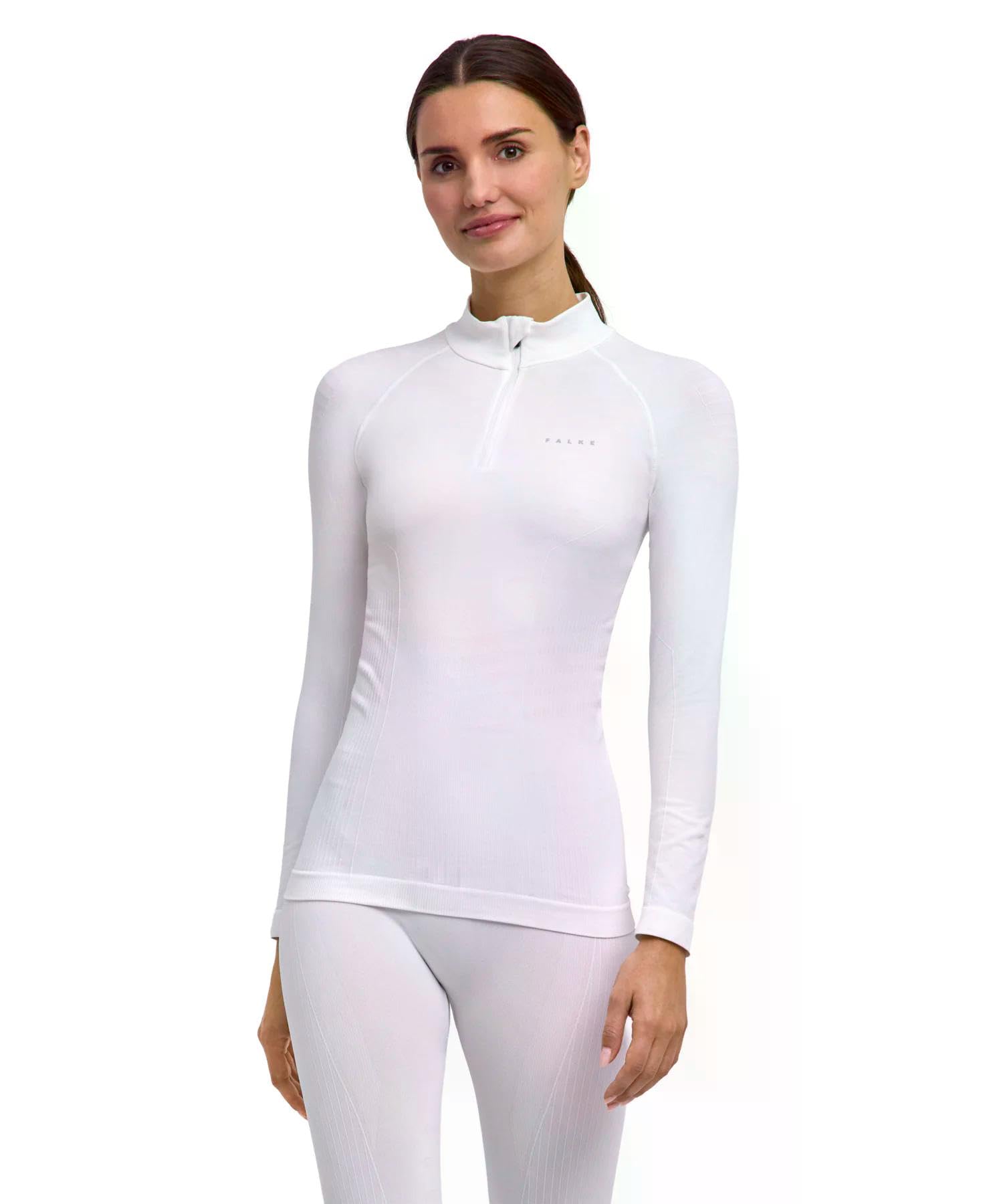 FALKE Women's Maximum Warm High Zip Neck T-Shirt Technical Sports Long Sleeve fo