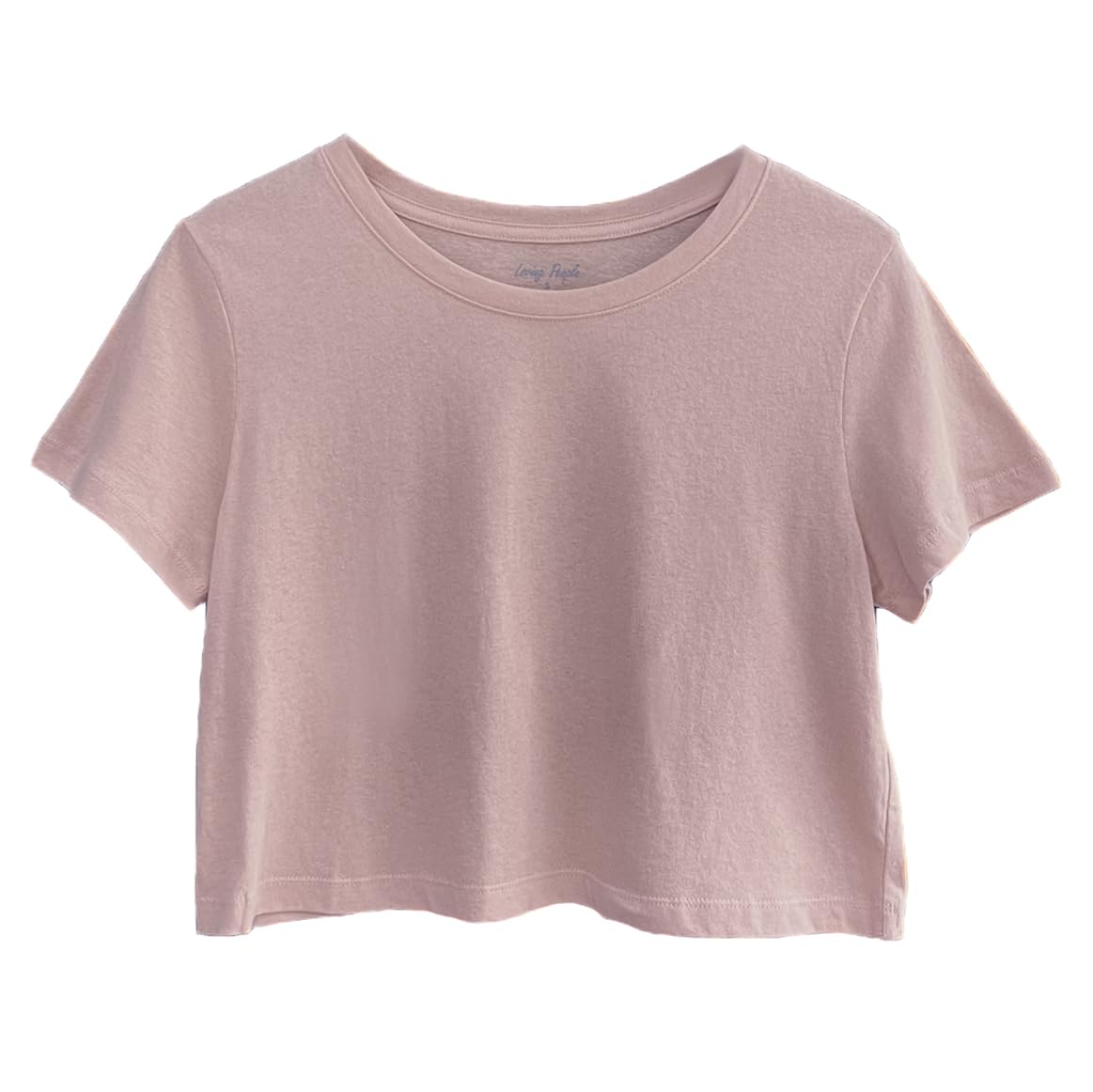 Women's 100% Cotton Boxy Crop Top Round Neck Short Sleeve Casual Cropped Tee T-S